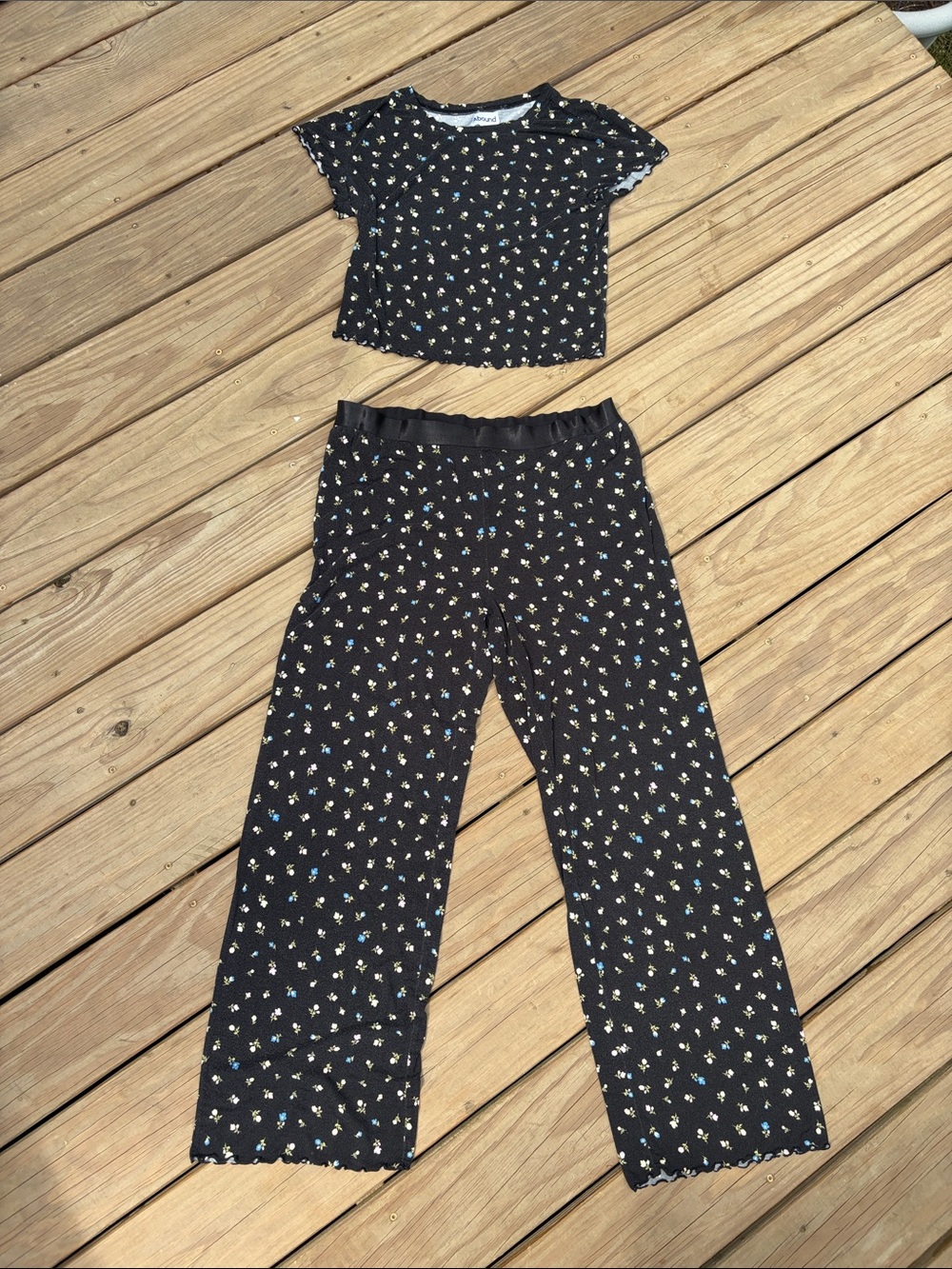 Two-Piece Black Floral ABOUND Pajama Set